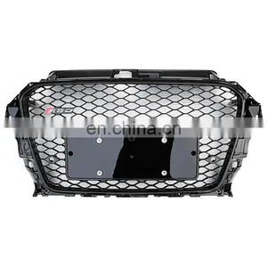RS3 Front Bumper Grill for Audi A3 Material Black RS3 High Quality Radiator Center Honeycomb Grills no LOGO Style 2014 2015 2016 thumbnail-1