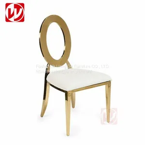 Hot Sale Gold Stainless Steel Banquet Dining Chair White pu Leather Wedding Chair thumbnail-1
