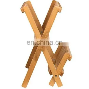Foldable Bamboo 2-Tier Dish Drying Rack Space-Saving Kitchen Countertop Plate Drainer thumbnail-5