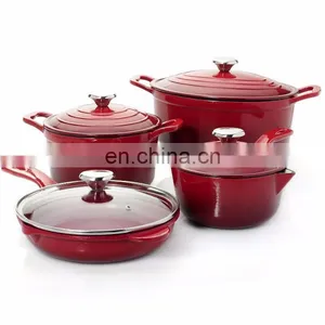 China Kitchen Ware 24Cm Enamel Non Stick Cooking Pot Frying Pan Cast Iron Cookware Set thumbnail-1