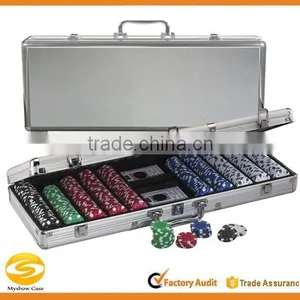 Silver Aluminum 1000 Chip Aluminum Poker Chip Case,Game Card Storage Carrying Case thumbnail-1