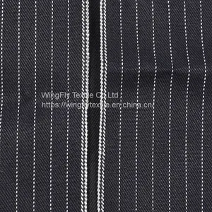 13oz Blue and White Striped Black Weft Right Twill Best Raw Denim Fabric 32/33 