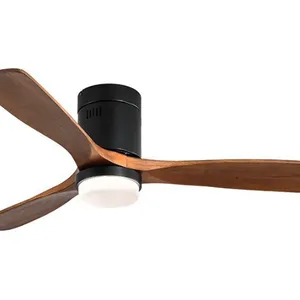 52 Inch Ceiling Fan Light, Living Room Solid Wood Variable Frequency Silent Ceiling Fan Light, Low Floor Dining Room Light thumbnail-1
