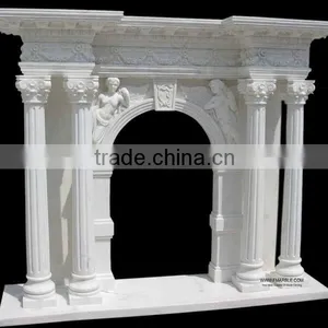 Indoor High Quality White Marble Stone Fireplace thumbnail-3