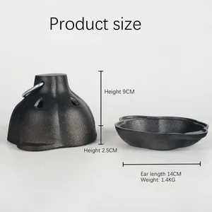 Cast Iron Garlic Roaster Thickened BBQ Roasted Garlic Orange Chestnut Pot Outdoor Barbecue Uncoated Iron Stew Pot thumbnail-2