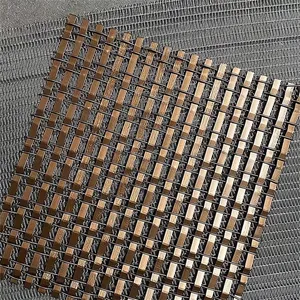 Decorative Woven Grilles Brass Strip Mesh Panels Decorative Wire Mesh for Cabinet Doors thumbnail-3