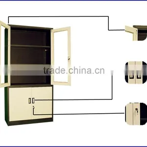 High Quality Swivel Mirror Steel Master File Cabinets Glass Swing Door Pantry Filing Cabinet thumbnail-5