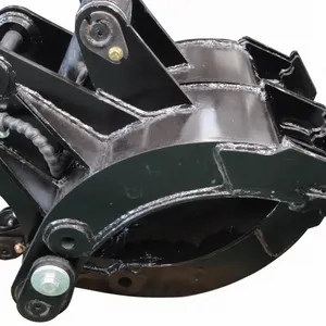 Mini Excavator Hydraulic Grapple Attachment Fixed Non Rotating Pin On Mount Spiral Wrap Hoses Gloss Black thumbnail-3