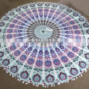 Beach Blanket Round Towel Ombre Mandala Throw Hippie Boho Round Towel thumbnail-4