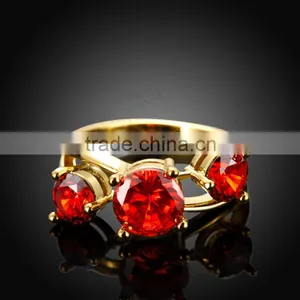 Beautiful Three Big Red Stone Ring for Women thumbnail-4