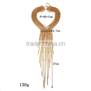 2016 New Design Luxury Statement Fashion Tassel Alloy Necklace For Women Collar thumbnail-4