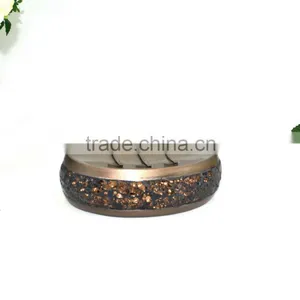 Golden Brown Painting With Shining Glass Polyresin Bathroom Accessories Set thumbnail-4