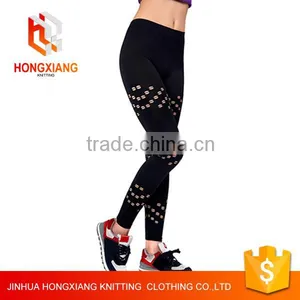 Hongxiang Women Sports Fitness Yoga Pants,High Waist Yoga Leggings,black Side Cut Hole Gym Leggings Tight Pant thumbnail-1