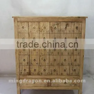 Chinese Antique Furniture Pine Wood Shanxi Medicine Cabinet Style Two Door Two Drawer Cabinet thumbnail-1