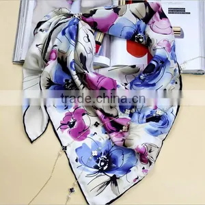 Wholesale Custom Logo 100% Silk Printing Scarf thumbnail-1