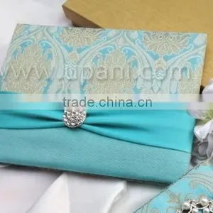 Silk Wedding Invitation Card With Brooch and Ribbon thumbnail-1