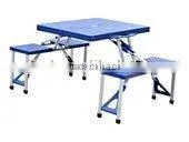Outdoor Folding ABS Plastic Picnic Table--blue thumbnail-1