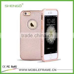 New Design Metal Phone Case With Back Leather thumbnail-5