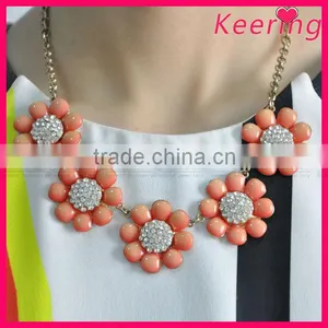 Latest Design Orange Flower Crystal Necklace WNK-234 thumbnail-1