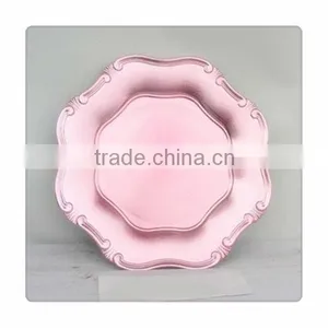 Plastic Wedding Pink Charger Plates thumbnail-1