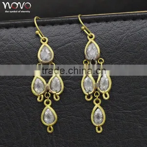 Crystal Simper Designer Brass Cuff Earring With Gold Color thumbnail-1