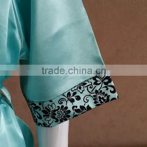 Girls Satin Nightgown/bathrobe With Piping thumbnail-3
