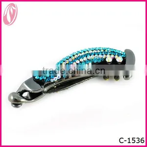 Elegant Girls Rhinestone Snap Plastic Hair Barrettes thumbnail-1