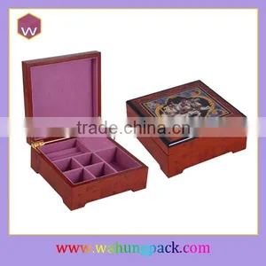 Square Wooden Music Case for Gift Packing Jewelry Hand Cranked Music Box thumbnail-6