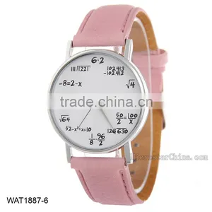 Creative Personalized Mathematical Formula Pink Leather Wrist Watch thumbnail-1