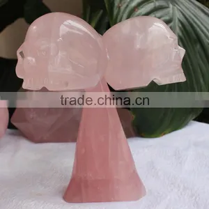 Natural Rose Crystal Skull Pink Quartz Crystal Skulls for Sale thumbnail-1