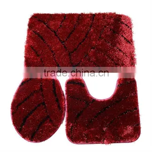 Polyester Shaggy 3 Piece Bath Mat Set thumbnail-1