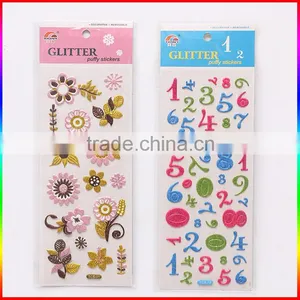 Flowers Glitter Powder Puffy Stickers thumbnail-1