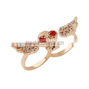 New Jewellery Gold Human Skeleton Wing Ring thumbnail-2