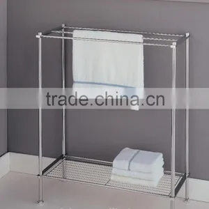 Metal Standing Towel Rack With Shelf thumbnail-1