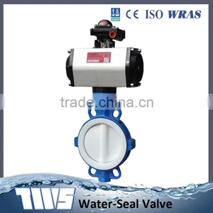 China Suppliers Cast Iron 10 Inch Ptfe Seat Wafer Type Butterfly Valve With Pneumatic Actuator thumbnail-1