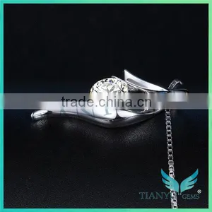 925 Sterling Sliver 9 Hearts & Flower White Moissantie Diamond Pendants Charms for Necklace Jewelry thumbnail-1