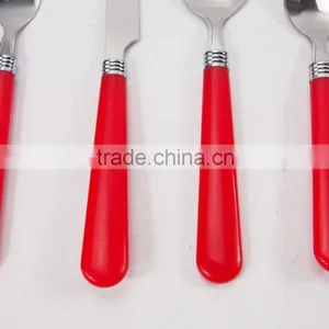 Red 16Pcs Stainless Steel Cutlery Set With Plastic Handles thumbnail-4