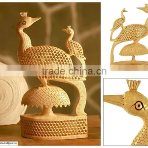 Peacock Statue India Rich Art n Craft Handmade Handicraft Statue Murti Sculpture India Carving Bird Watching Hand Paited thumbnail-1