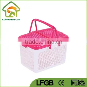 Synthetic Plastic Basket Natural Rattan Basket With Lid and Handle thumbnail-5