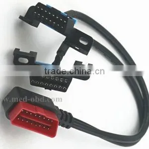 OBD2 Splitter Y Cable, Right-angle J1962M to 2 J1962F, 1ft thumbnail-1