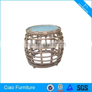 Round Wicker Furniture Tea Side Table thumbnail-1