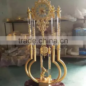 Solid Gilt Copper Floor Clock, Ornate Design Pendulum Clock, 24K Gold Plated Decoration Clock thumbnail-2