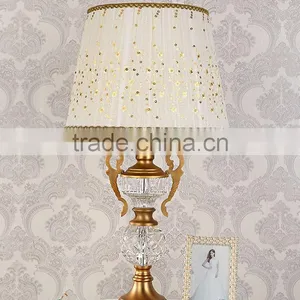 Metal Stand Lace Lampshade Clear K9 Crystal Table Lamp thumbnail-2