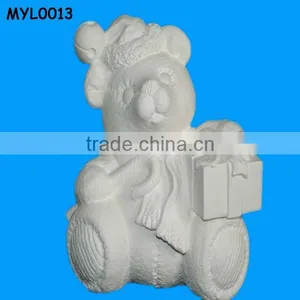White Ceramic Bisque Santa Bear Table Centerpieces thumbnail-1