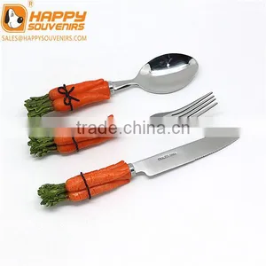 Custom Design Tableware 3D Resin Headstainless Steel Spoon and Fork for Kids thumbnail-1