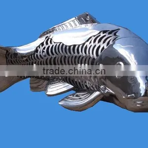 Large Art Modern Stainless Steel Fishes Sculpture for Garden Decoration thumbnail-1