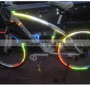 2015New Motorcycle Bicycle Reflective Wheel Rim Sticker Tape for 10"~18" Bike thumbnail-1