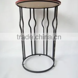 RH-4735 Gramercy Metal Sofa Side Table Wood Top Round Table thumbnail-2