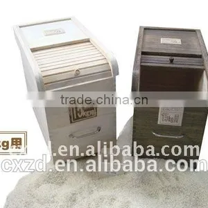 Natural Solid Wood Storage Box With Lid Kitchen Use Wooden Container Wood Rice Box thumbnail-2
