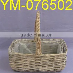 Simple Rectangular Wicker Garden Flower Basket thumbnail-1